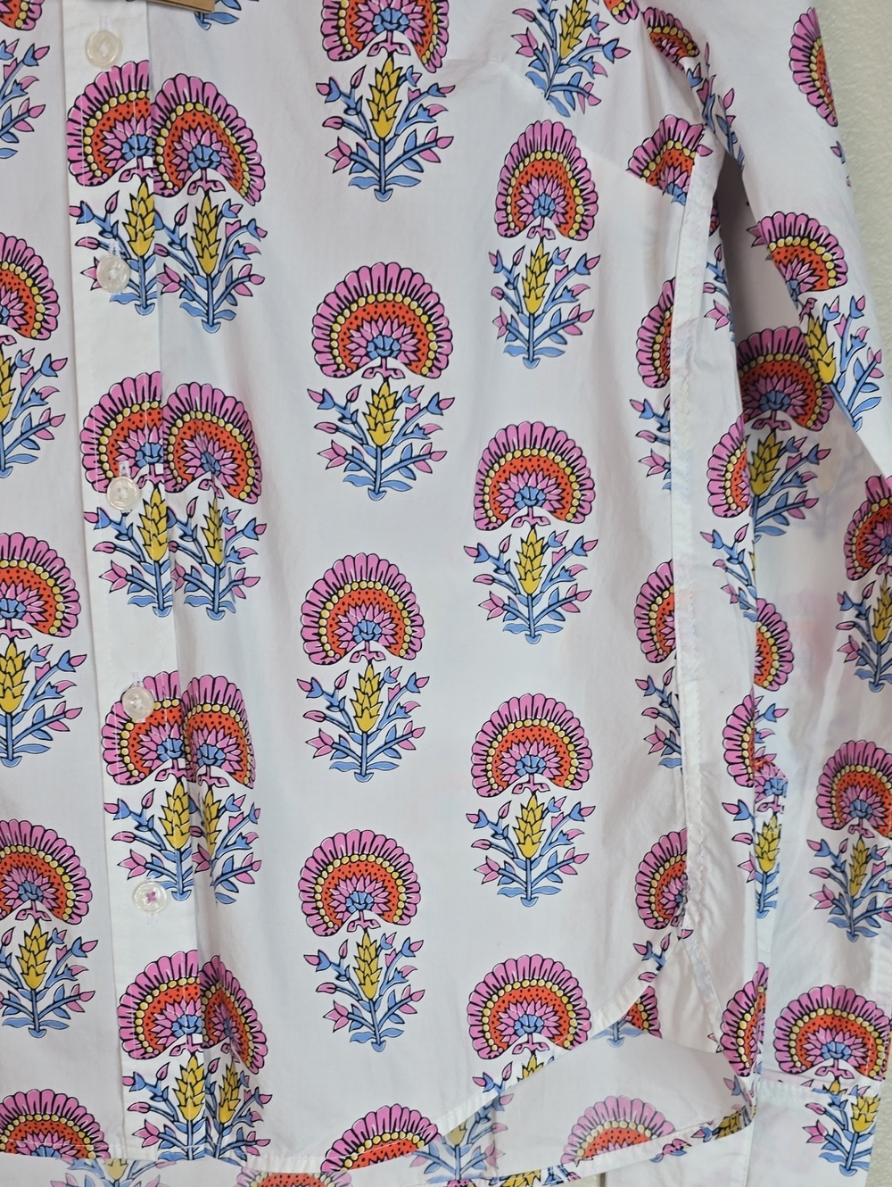 Boden  Sienna White Button-Down Shirt with Pink & Blue Floral Motif Size 0R Nwt - Picture 4 of 7